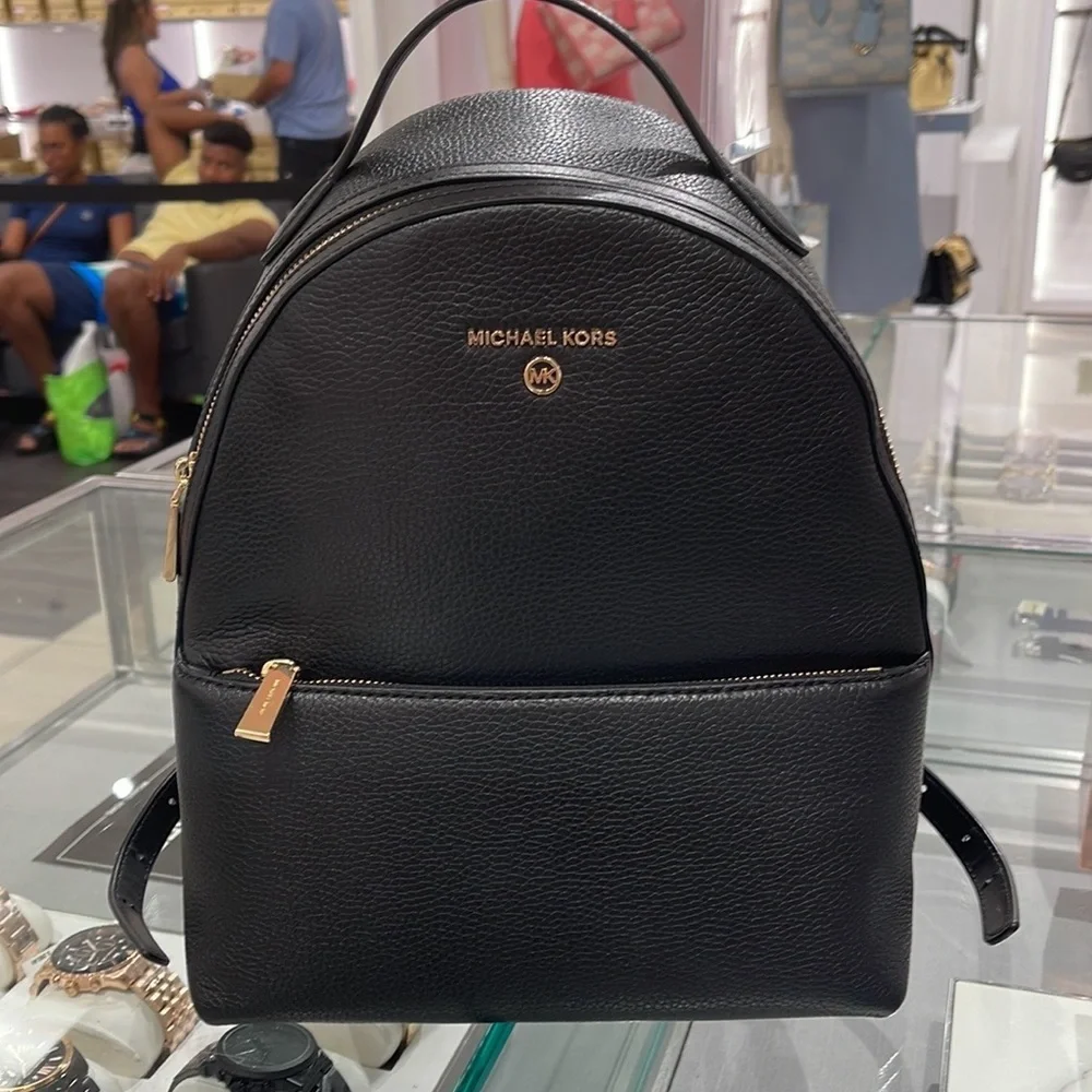 Michael Kors Womens Valerie Medium Logo Backpack 30F2G9VB2B  Black NWT
